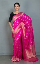Traditional Nakshi Motif Work Softy Dola Katan Silk Sari in Deep Pink and Antique Golden
