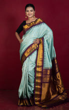 Exclusive Micro Checks Gadwal Silk Saree in Arctic Blue, Black, Wine, Dark Green and Golden Zari Work