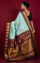 Exclusive Micro Checks Gadwal Silk Saree in Arctic Blue, Black, Wine, Dark Green and Golden Zari Work