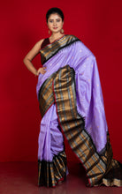 Exclusive Sona Rupa Work Maharani Border Gadwal Silk Saree in Baby Purple, Black and Dark Red
