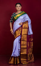 Exclusive Mahapar Gadwal Silk Saree in Light Purple, Wine, Natural Green and Golden Zari Weave