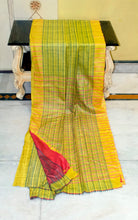 Soft Ketia Tussar Silk Saree – Lime Green & Sunshine Yellow Elegance