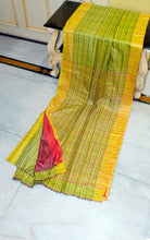 Soft Ketia Tussar Silk Saree – Lime Green & Sunshine Yellow Elegance