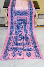 Hand Embroidery Kanthastitch Work Blended Bangalore Batik Silk Saree in Off White, Soft Pink and Yale Blue