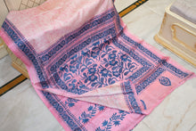 Hand Embroidery Kanthastitch Work Blended Bangalore Batik Silk Saree in Off White, Soft Pink and Yale Blue