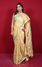 Hand Embroidery Blended Silk Kantha Work Saree in Hand Embroidery Blended Silk Kantha Work Saree in Cream and Multicolored