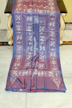 Hand Embroidery Kanthastitch Work Blended Silk Saree in Copper Rose and Off White