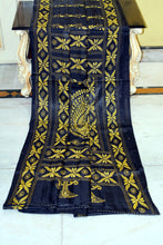 Hand Embroidery Kanthastitch Work Blended Silk Saree in Black and Yellow