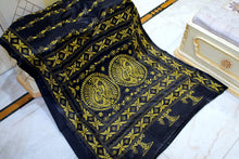 Hand Embroidery Kanthastitch Work Blended Silk Saree in Black and Yellow