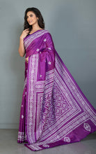 Hand Embroidery Kutch Work Blended Bangalore Silk Saree in Royal Heath and Off White Thread Work