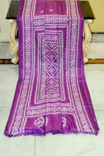 Hand Embroidery Kutch Work Blended Bangalore Silk Saree in Royal Heath and Off White Thread Work