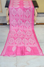 Hand Embroidery Kutch Work Blended Bangalore Silk Saree in Pink and Off White Thread Work