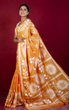 Hand Embroidery Blended Silk Kantha Work Saree in Brandy Punch and Off White Thread Work