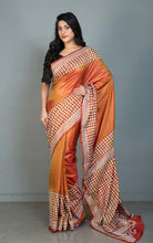 Hand Embroidery Blended Silk Kantha Work Saree in Ruddy Brown, Black and Off White Thread Work