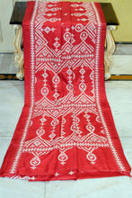 Hand Embroidery Kutch Work Blended Bangalore Silk Saree in Red and Off White Thread Work