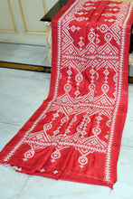 Hand Embroidery Kutch Work Blended Bangalore Silk Saree in Red and Off White Thread Work