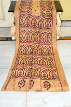 Hand Embroidery Kutch Work Blended Bangalore Silk Saree in Brown Sugar, Black and Maroon Thread Work