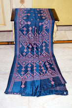 Hand Embroidery Kutch Work Blended Bangalore Silk Saree in Astronaut Blue and Pink Thread Work (Copy)