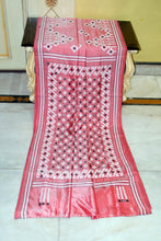 Hand Embroidery Kutch Work Blended Bangalore Silk Saree in Light Carmine Pink, Black and Off White Thread Work