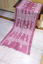 Hand Embroidery Kutch Work Blended Bangalore Silk Saree in Turkish Rose and Off White Thread Work