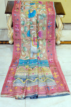 Premium Quality Tussar Kalamkari Silk Saree with Hand Kantha and Lambani Work in Earthy Brown, Brick Red and Multicolored