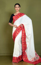 Position Print Thread Work Designer Soft Kani Silk Saree in Off White, Red, Antique Golden and Multicolored