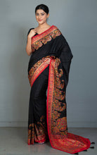 Position Print Thread Work Designer Soft Kani Silk Saree in Black, Antique Golden and Multicolored