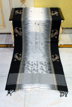 Premium Quality Double Warp Soft Pure Cotton Khadi Jamdani Saree in Off White, Black and Beige
