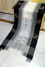 Premium Quality Double Warp Soft Pure Cotton Khadi Jamdani Saree in Off White, Black and Beige