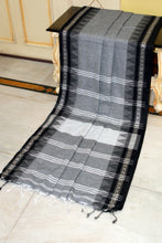 Medium Nakshi Border Pure Soft Cotton Saree in Grey, Black and Off White