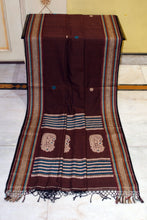 Assamese Nakshi Motif Work Inspired Pure Cotton Kalakshetra Saree in Cocoa Bean, Beige and Multicolored