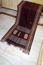 Assamese Nakshi Motif Work Inspired Pure Cotton Kalakshetra Saree in Cocoa Bean, Beige and Multicolored