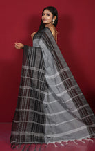 Skirt Nakshi Work Soft Cotton Saree in Grey and Black