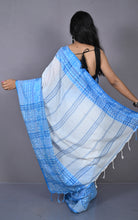 Skirt Nakshi Work Soft Cotton Saree in Off White and Blue