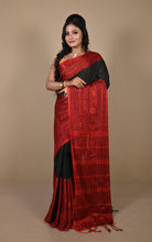 Skirt Nakshi Work Soft Cotton Saree in Black and Red