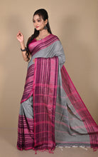 Skirt Nakshi Work Soft Cotton Saree in Grey and Pansy Purple
