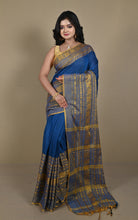 Skirt Nakshi Work Soft Cotton Saree in Cobalt Blue and Turmeric Yellow