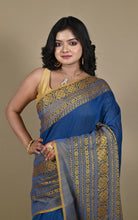 Skirt Nakshi Work Soft Cotton Saree in Cobalt Blue and Turmeric Yellow