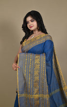 Skirt Nakshi Work Soft Cotton Saree in Cobalt Blue and Turmeric Yellow