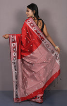 Bengal Handoom Soft Khadi Cotton SIlk Saree in Rust and Off White