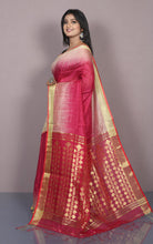 Handwoven Brush Kotki Khaddar Silk Saree with Traditional Rich Jamdani work Pallu in Cerise Pink, Beige and Golden