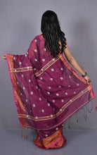 Embroidery Work Khadi Cotton SIlk Saree in Deep Magenta, White and Multicolored