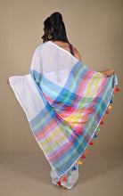 Soft Khadi Cotton Saree in Off White and Multicolored