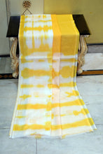 Handwoven  Soft Cotton Silk Shibori Saree in Off White and Yellow
