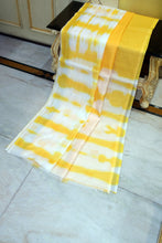 Handwoven  Soft Cotton Silk Shibori Saree in Off White and Yellow