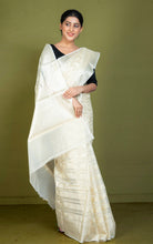 Designer Kora Organza Silk Banarasi Saree in Light Beige and Off White