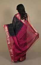 Woven Jacket Nakshi Border Cotton Kotki Saree in Black, Rich Maroon and Multicolored