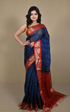Woven Jacket Nakshi Border Cotton Kotki Saree in Midnight Blue, Dark Red and Multicolored