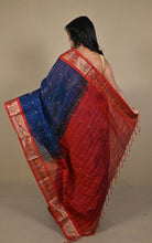 Woven Jacket Nakshi Border Cotton Kotki Saree in Midnight Blue, Dark Red and Multicolored