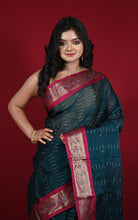 Woven Jacket Nakshi Border Cotton Kotki Saree in Timber Green, Rich Maroon and Multicolored